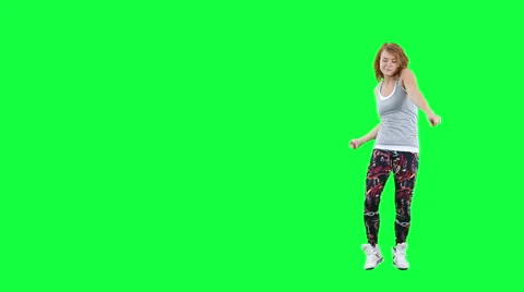 Dancer advertises something isolated on green Stock Footage 57683204