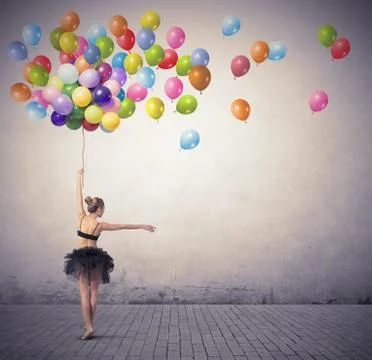 Dancer with balloons Stock Illustration