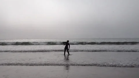 Dancer on the Beach, Venice Beach, Los Angeles, USA Stock Footage 64657173