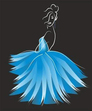 A dancer in a blue dress Stock Illustration