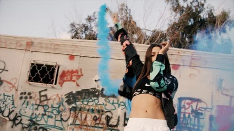 Dancer blue smoke Stock Footage 102721845