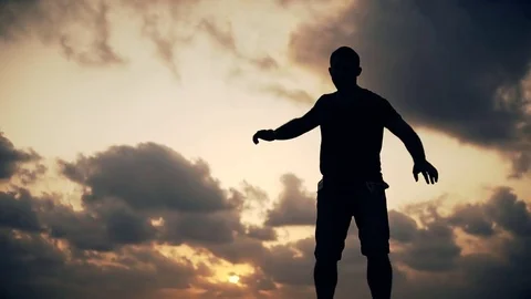 Dancer boy sunset slow motion 스톡 동영상 70544674