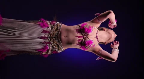 Dancer in bright oriental costume dancing belly dance Stock Footage 291134033