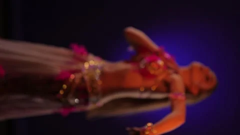 Dancer in bright oriental costume dancing belly dance Stock Footage 291136745