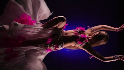 Dancer in bright oriental costume dancing belly dance Stock Footage 291137677