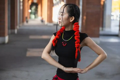 Dancer Centering Herself in Urban Setting Stock Photos