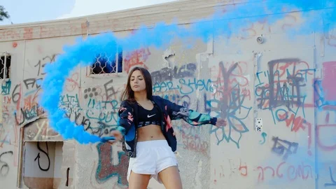 Dancer with color smoke Stock Footage 102714676