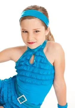 Dancer: cute young dancer in blue costume Stock Photos