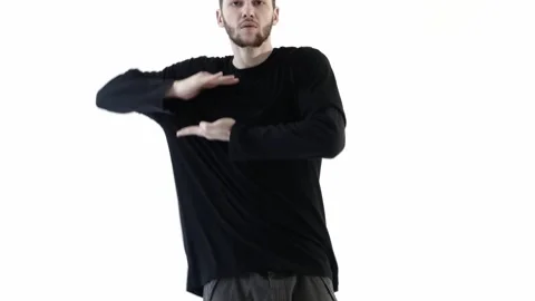 Dancer dances freestyle with contemporary flex hands moves Video stock 275549132