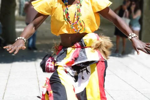 Dancer dancing and wearing one of the traditional folk costume from Kenya, Af Stock Photos