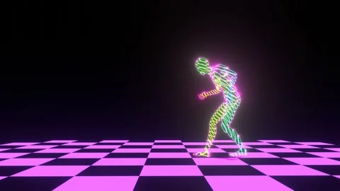 A dancer is dancing on a checker floor while the camera is circling Stock Footage 249265600