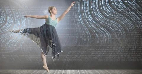 Dancer dancing with digital technology interface Stock Photos