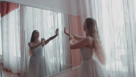 The dancer is dancing by the mirror, dance practice. Stock Footage 151964015