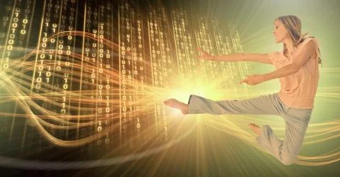 Dancer with digital technology interface 库存照片