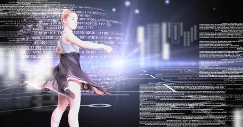 Dancer with digital technology interface 스톡 사진