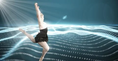 Dancer with digital technology landscape 스톡 사진