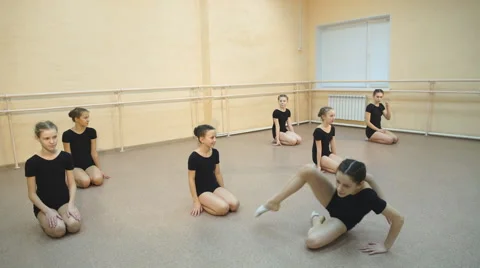 Dancer is doing exercises in ballet class Stock Footage 69016769