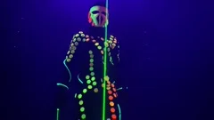 Man in samurai costume with laser light , Stock Video