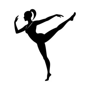 A dancer in a graceful pose with her leg extended in the air Stock Illustration