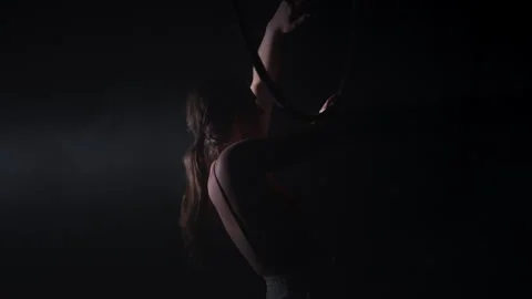 Dancer with a Hoop Dancing in the Dark Video stock 259879150