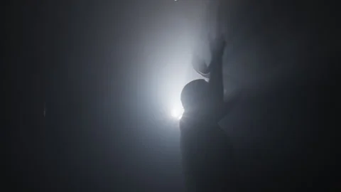 Dancer Hoop Silhouette in the Spotlight Video stock 259877400