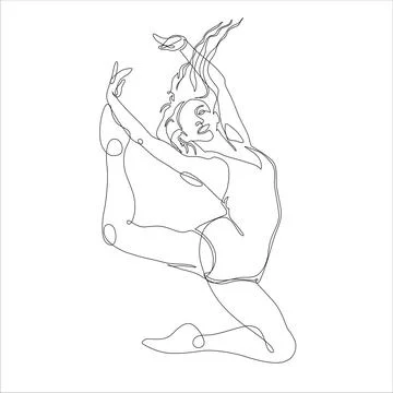 Dancer leaping vector continuous line Stock Illustration