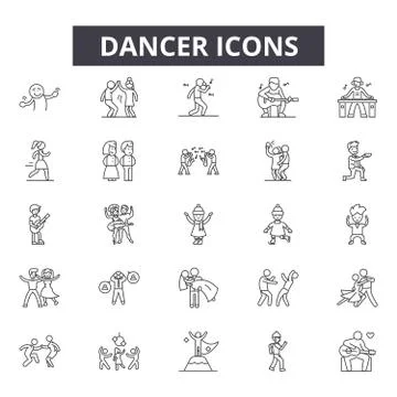 Dancer line icons for web and mobile design. Editable stroke signs. Dancer Stock Illustration