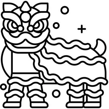 Dancer with lion dance icon, Lion dance related vector Stock Illustration