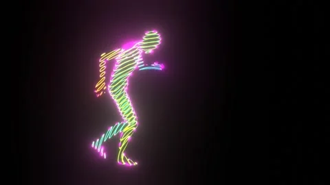 Dancer made of neon light colors is dancing in a loop Stock Footage 248754619