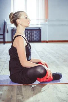 The dancer makes the warm-up Stock Photos