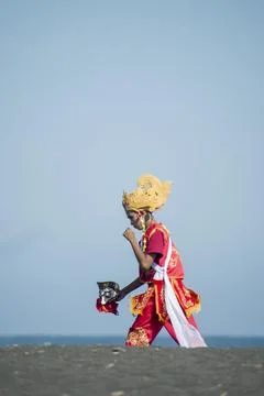 A dancer moved behind the stage as he prepared for the show Stock Photos