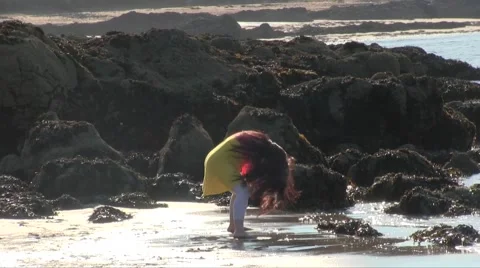 Dancer Performing And Practicing on the beach Stock Footage 55342415