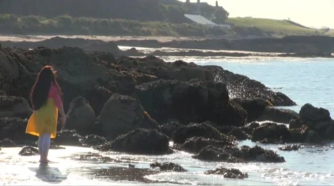 Dancer Performing And Practicing on the beach and drone Stock Footage 55342511