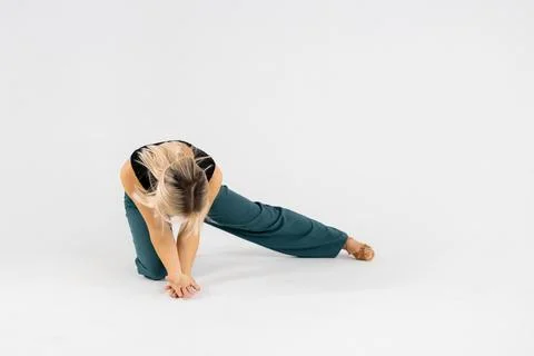 Dancer performing modern dance on white background Stock Photos