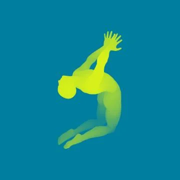 The dancer performs a dance on his knees. Silhouette of a Dancer. Stock Illustration