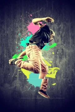 Dancer in retro style with splashes Stock Photos