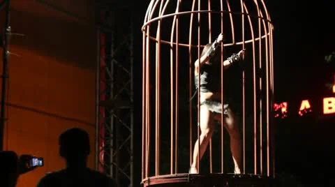 Dancer at a rock concert (behind the bars) Video stock 20469972