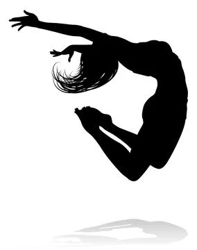 Dancer Silhouette Jumping Stock Illustration