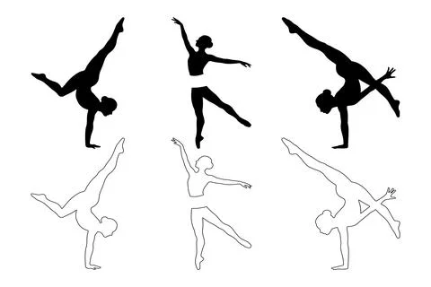 Dancer silhouette split into upperlower parts  Gymnast balancing on hand Stock Illustration