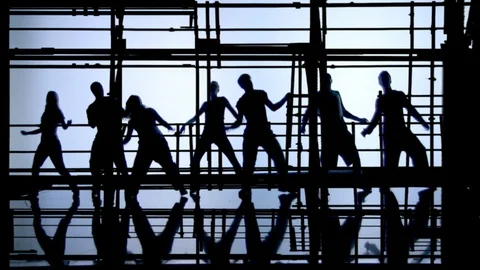 Dancer on stage with backlight Stock Footage 88131739