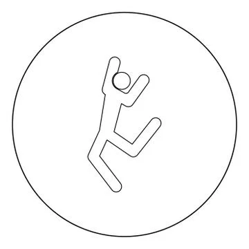 Dancer stick black icon in circle vector illustration isolated . 스톡 일러스트