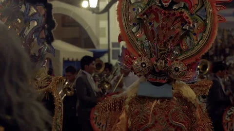 Dancer Wearing Devil Mask and Dancing in Virgin of Urkupina Celebration  動画素材 123262784