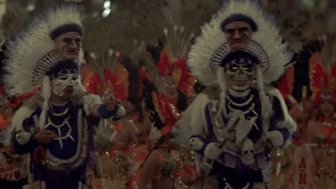 Dancer Wearing Devil Mask and Dancing in Virgin of Urkupina Celebration  動画素材 123392536