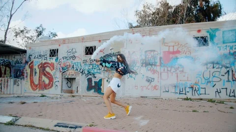 Dancer with white smoke Stock Footage 102720306