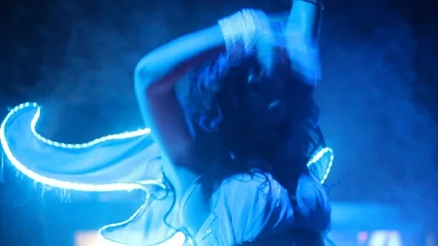 Dancer with wings in neon light Video stock 101793838