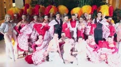 young girls dance the CanCan at home 195, Stock Video