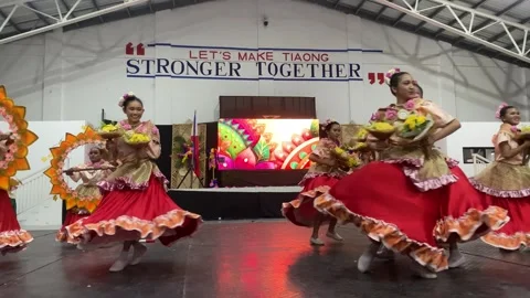 Dancers in costumes perform their practiced dance steps Stock Footage 335525361