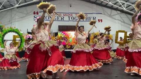 Dancers in costumes perform their practiced dance steps Stock Footage 335525385