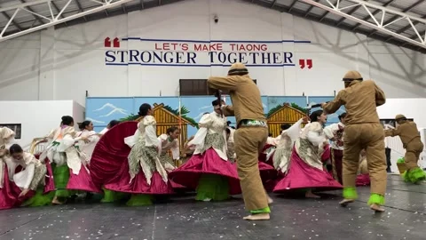 Dancers in costumes perform their practiced dance steps Stock Footage 335525489