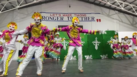 Dancers in costumes perform their practiced dance steps Stock Footage 335525712